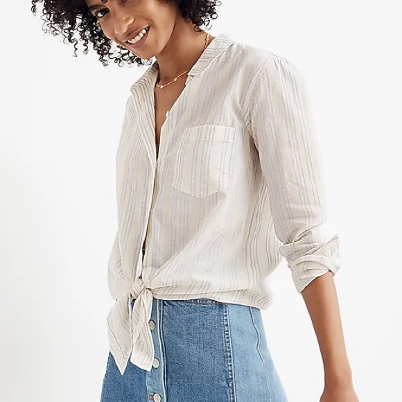 ⚜️ MADEWELL Tie Front boyfriend shirt cotton - Picture 8 of 10